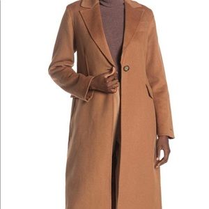Tahari Kayla Notch Collar One Button wool blend coat